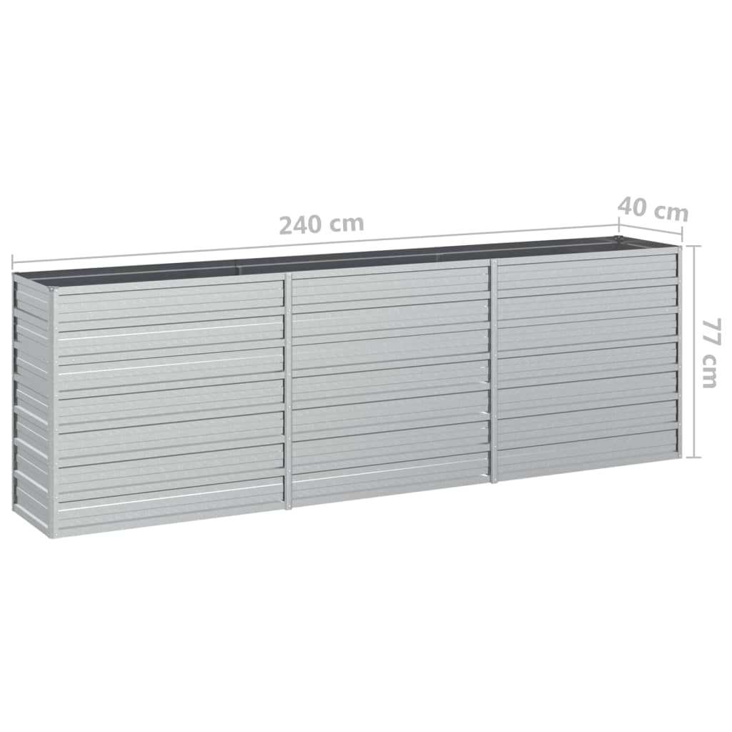 vidaXL Strat înălțat de grădină argintiu 240x40x77 cm oțel galvanizat