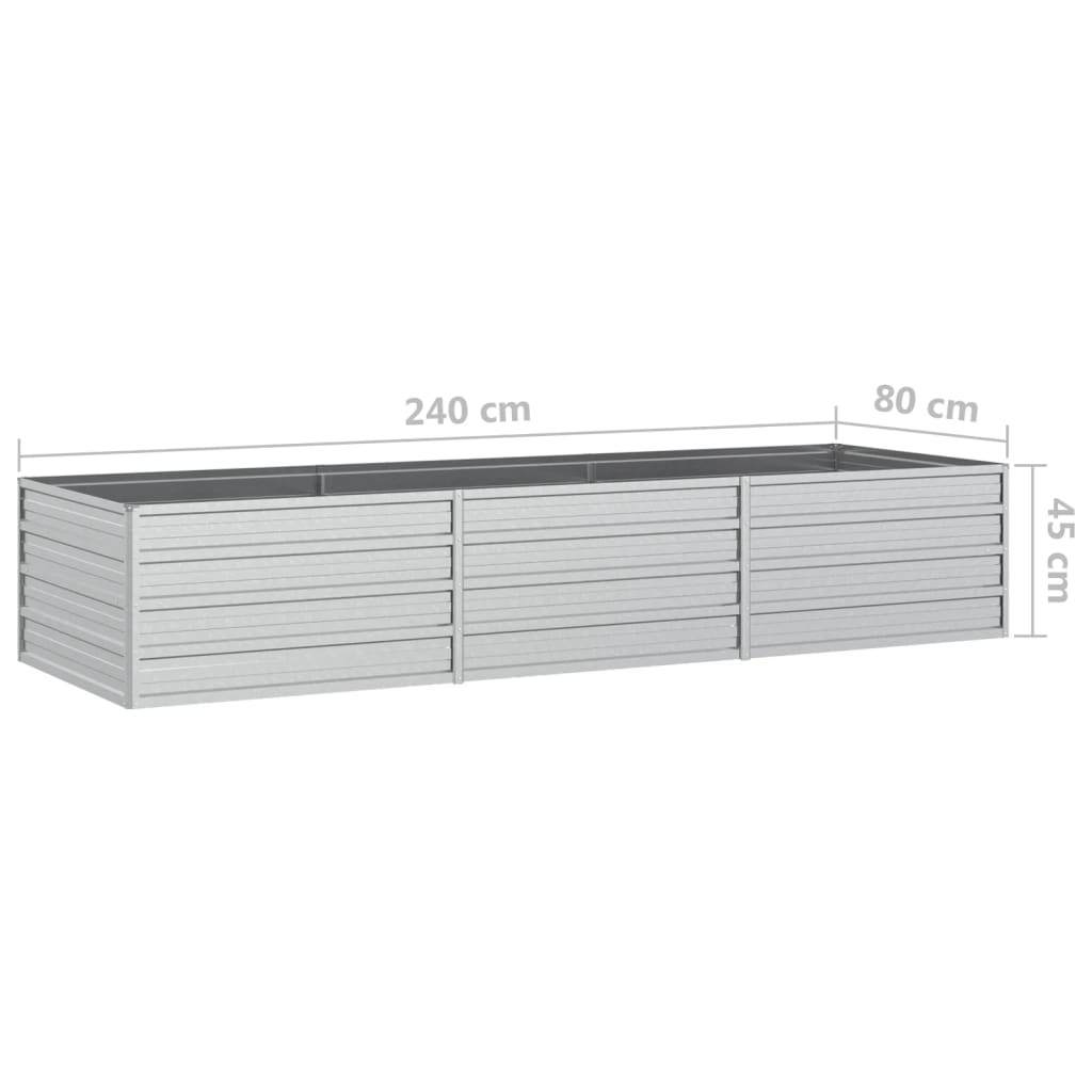 vidaXL Strat înălțat de grădină argintiu 240x80x45 cm oțel galvanizat