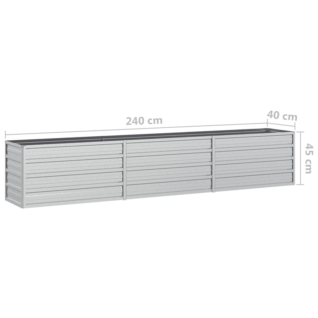 vidaXL Strat înălțat de grădină argintiu 240x40x45 cm oțel galvanizat