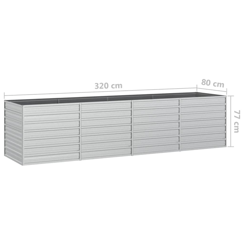 vidaXL Strat înălțat de grădină argintiu 320x80x77 cm oțel galvanizat