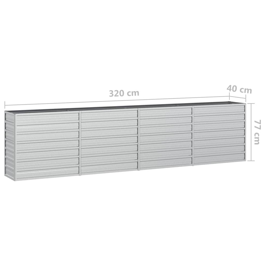 vidaXL Strat înălțat de grădină argintiu 320x40x77 cm oțel galvanizat