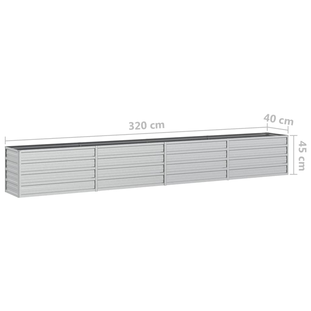 vidaXL Strat înălțat de grădină argintiu 320x40x45 cm oțel galvanizat