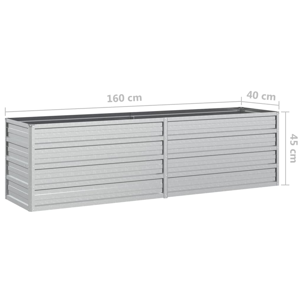 vidaXL Strat înălțat de grădină argintiu 160x40x45 cm oțel galvanizat