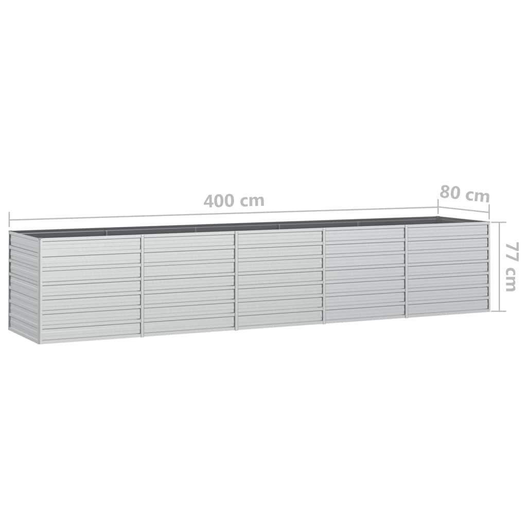 vidaXL Strat înălțat de grădină argintiu 400x80x77 cm oțel galvanizat