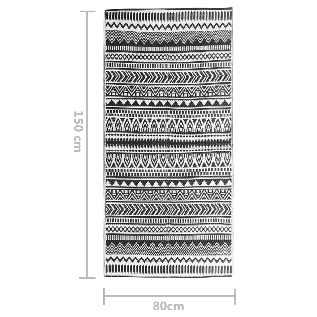 vidaXL Covor de exterior, ARAKIL negru, 80x150 cm, PP vidaXL Covor de exterior, ARAKIL negru, 80x150 cm, PP
