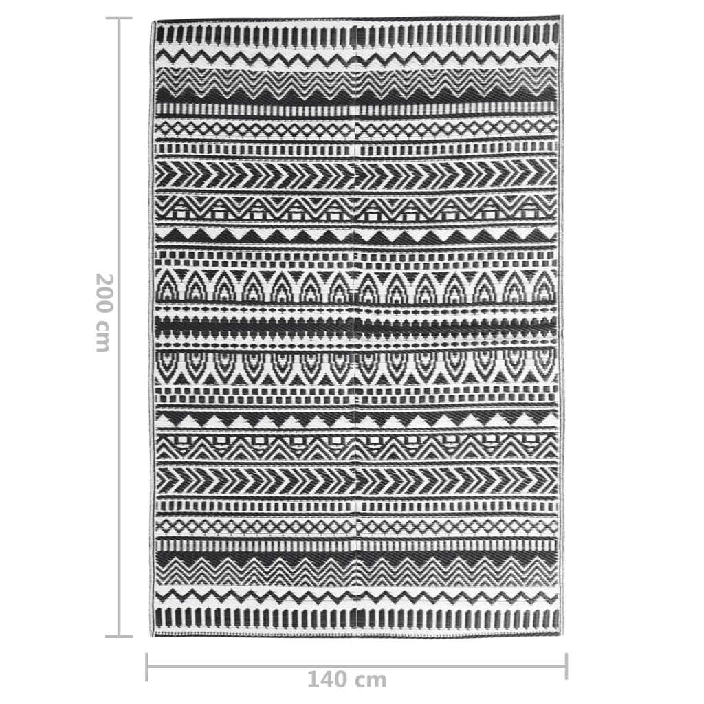 vidaXL Covor de exterior, ARAKIL negru, 140x200 cm, PP vidaXL Covor de exterior, ARAKIL negru, 140x200 cm, PP