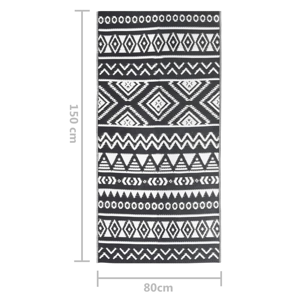 vidaXL Covor de exterior, ARAKIL negru, 80x150 cm, PP vidaXL Covor de exterior, ARAKIL negru, 80x150 cm, PP