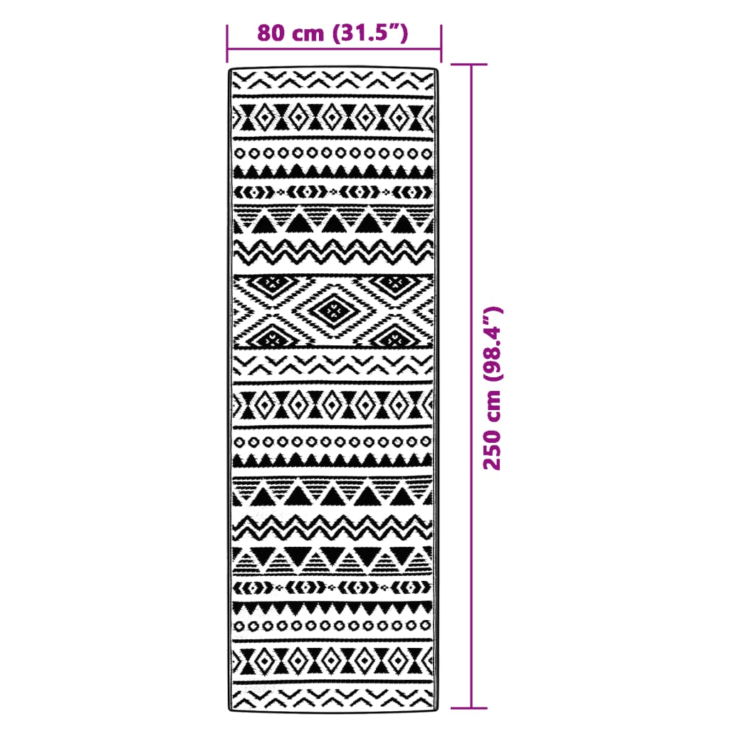 vidaXL Covor de exterior, ARAKIL negru, 80x250 cm, PP