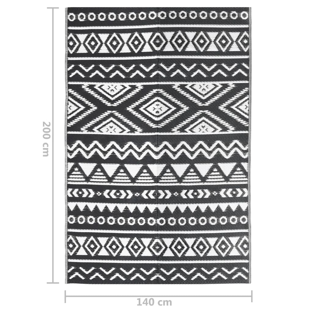 vidaXL Covor de exterior, ARAKIL negru, 140x200 cm, PP vidaXL Covor de exterior, ARAKIL negru, 140x200 cm, PP