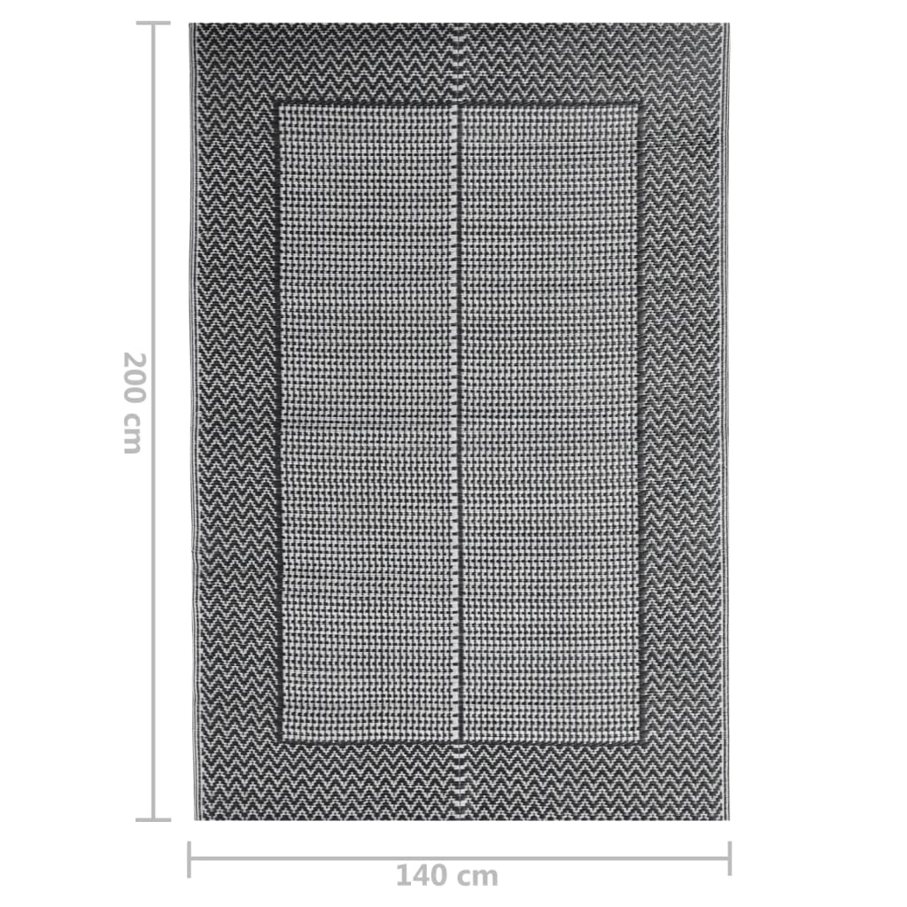 vidaXL Covor de exterior, ARAKIL negru, 140x200 cm, PP vidaXL Covor de exterior, ARAKIL negru, 140x200 cm, PP