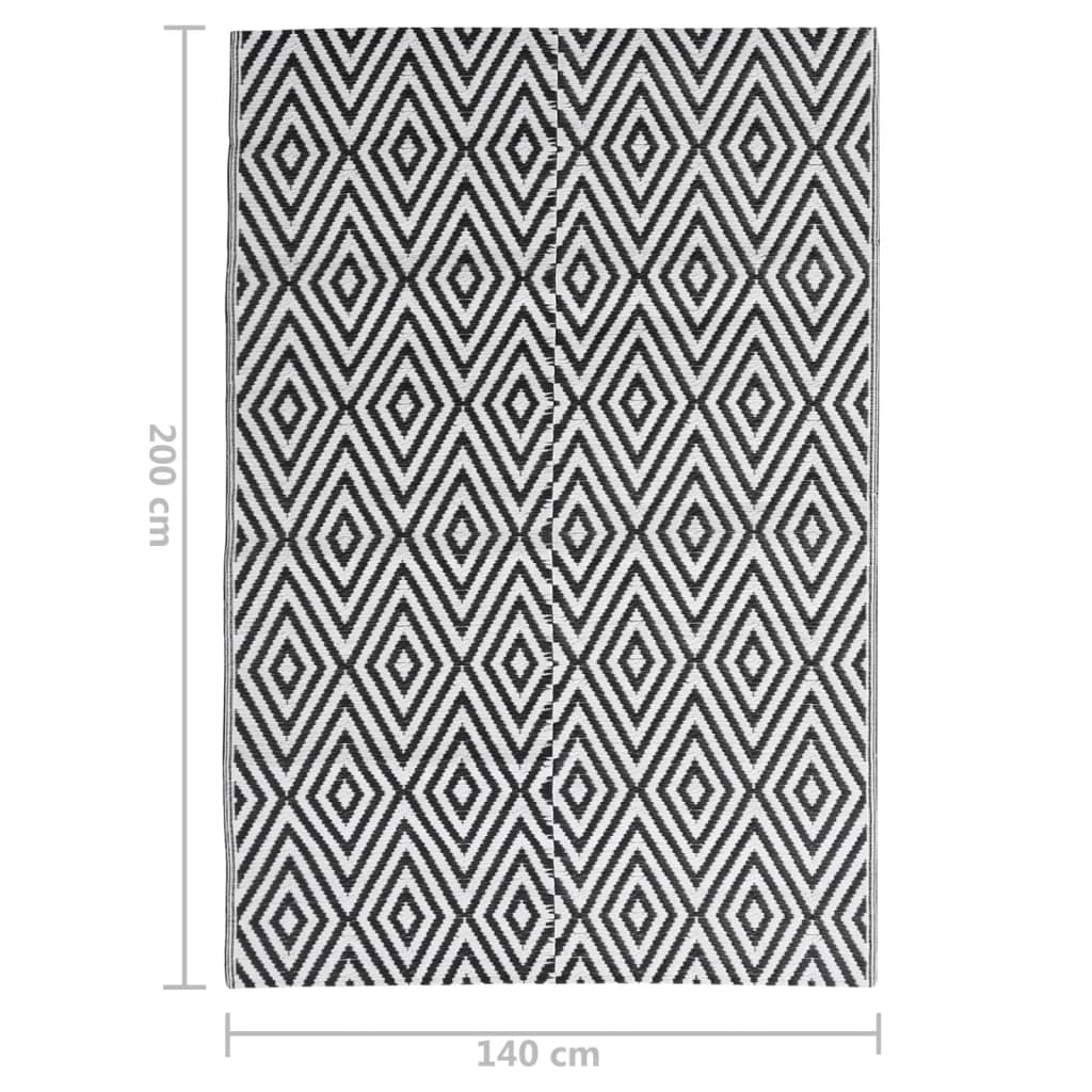 vidaXL Covor de exterior, ARAKIL negru, 140x200 cm, PP vidaXL Covor de exterior, ARAKIL negru, 140x200 cm, PP