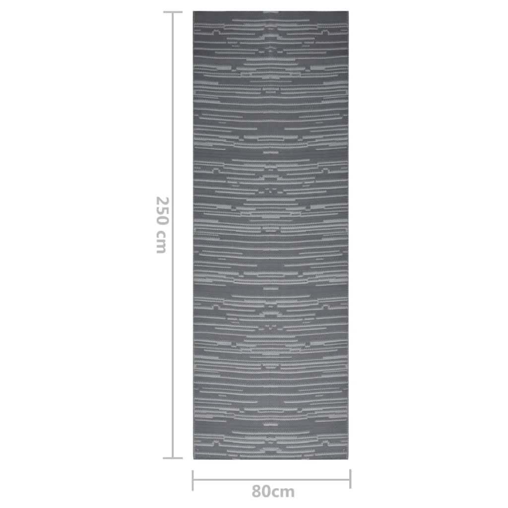 vidaXL Covor de exterior, ARAKIL antracit, 80x250 cm, PP vidaXL Covor de exterior, ARAKIL antracit, 80x250 cm, PP