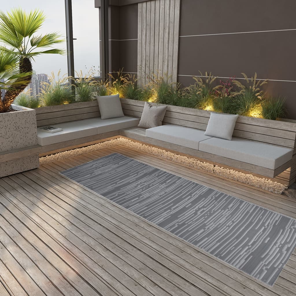 vidaXL Covor de exterior, ARAKIL antracit, 80x250 cm, PP vidaXL Covor de exterior, ARAKIL antracit, 80x250 cm, PP