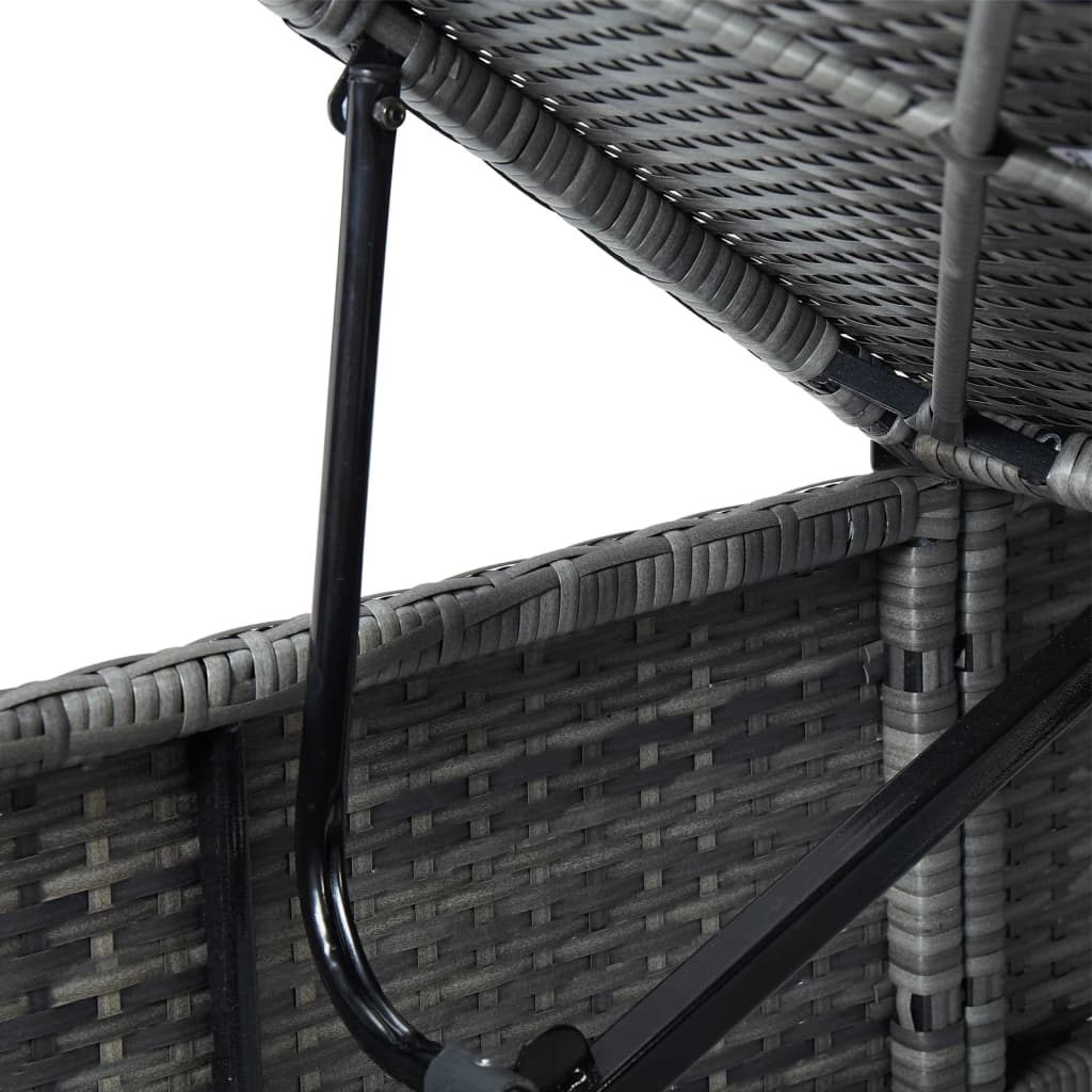 vidaXL Șezlong cu pernă gri închis, gri, poliratan