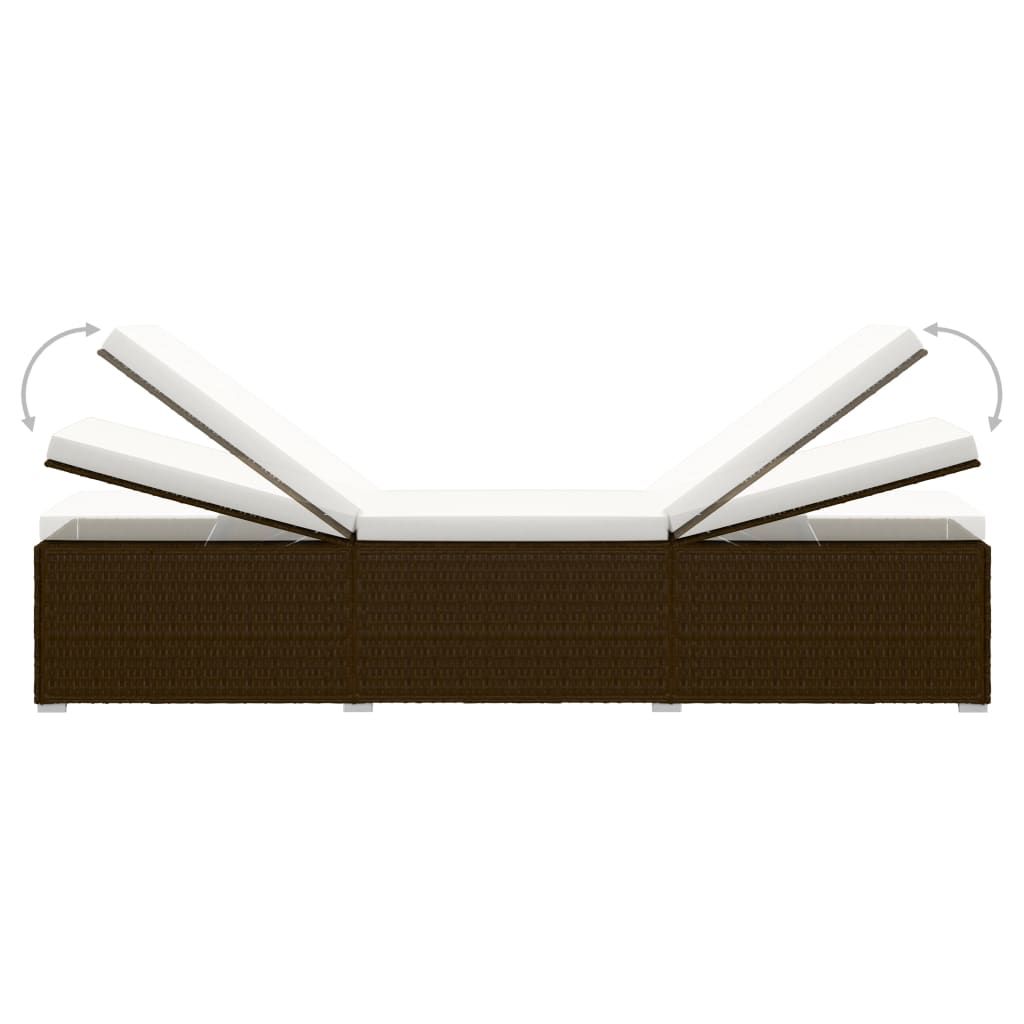 vidaXL Șezlong cu pernă și măsuță de ceai, maro, poliratan