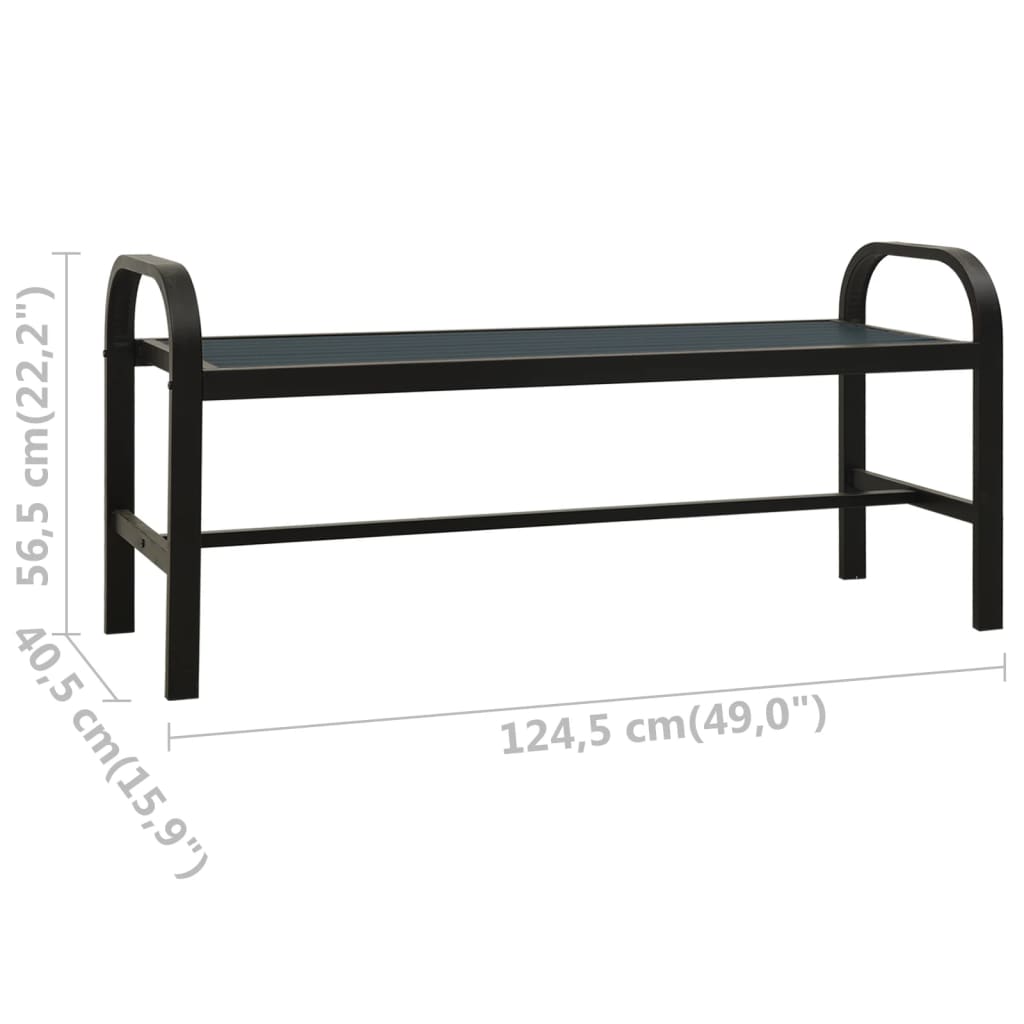 vidaXL Bancă de grădină, negru, 124,5 cm, oțel și WPC vidaXL Bancă de grădină, negru, 124,5 cm, oțel și WPC