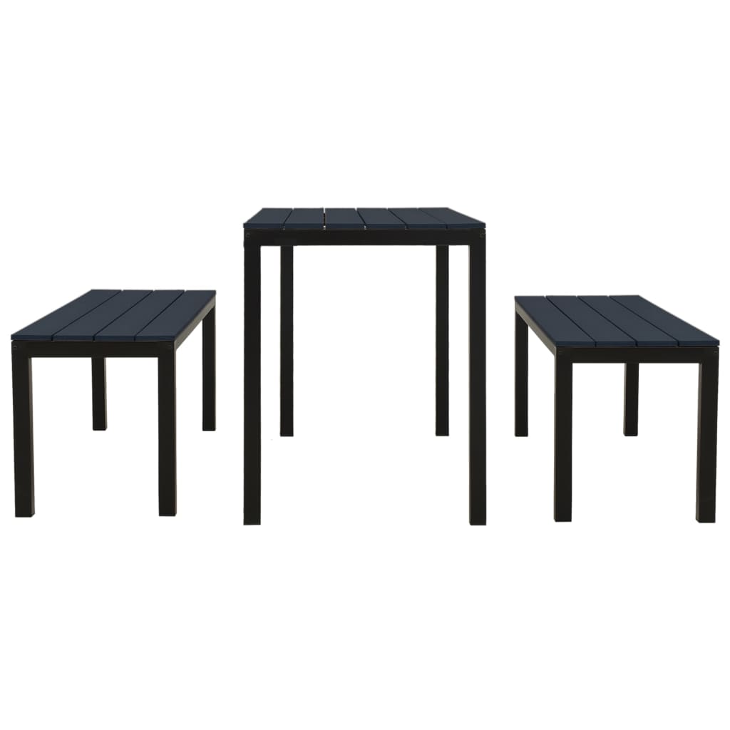 vidaXL Set mobilier de grădină, 3 piese, negru, WPC și oțel vidaXL Set mobilier de grădină, 3 piese, negru, WPC și oțel