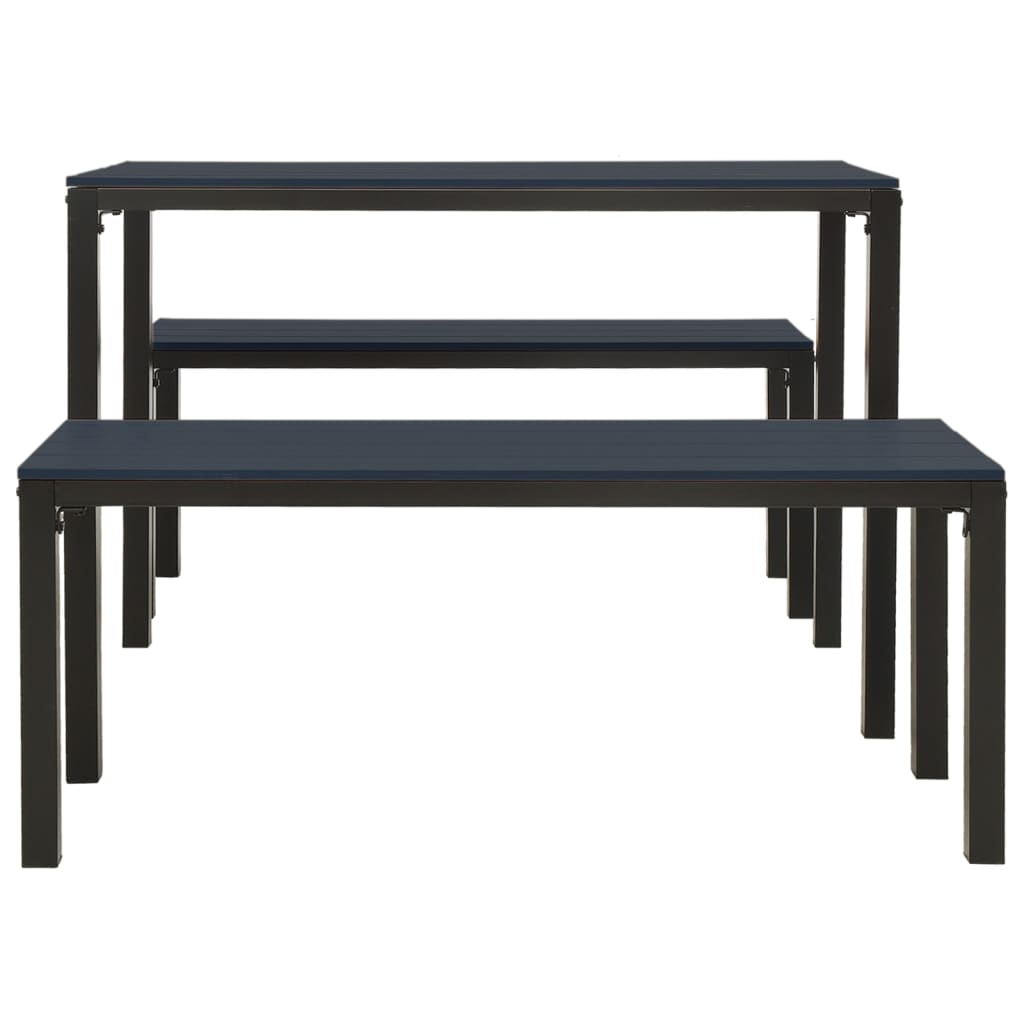 vidaXL Set mobilier de grădină, 3 piese, negru, WPC și oțel vidaXL Set mobilier de grădină, 3 piese, negru, WPC și oțel