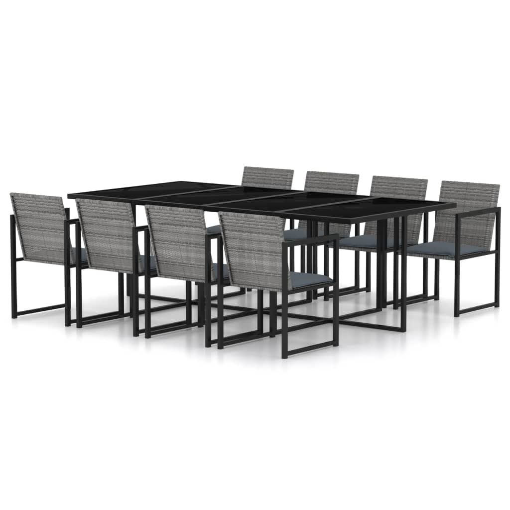 vidaXL Set mobilier de grădină cu perne, 9 piese, gri, poliratan vidaXL Set mobilier de grădină cu perne, 9 piese, gri, poliratan
