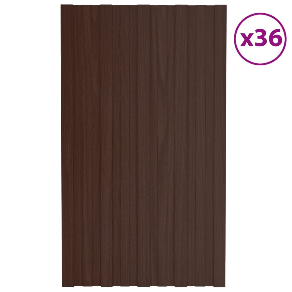 vidaXL Panouri pentru acoperiș, 36 buc., maro, 80x45cm oțel galvanizat vidaXL Panouri pentru acoperiș, 36 buc., maro, 80x45cm oțel galvanizat