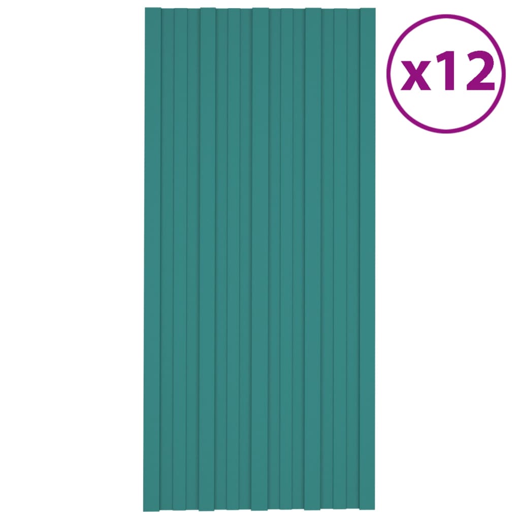 vidaXL Panouri pentru acoperiș 12 buc. verde 100x45 cm oțel galvanizat vidaXL Panouri pentru acoperiș 12 buc. verde 100x45 cm oțel galvanizat
