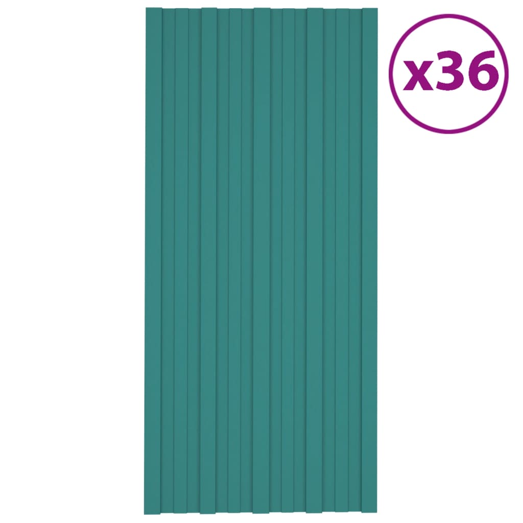 vidaXL Panouri pentru acoperiș 36 buc. verde 100x45 cm oțel galvanizat vidaXL Panouri pentru acoperiș 36 buc. verde 100x45 cm oțel galvanizat