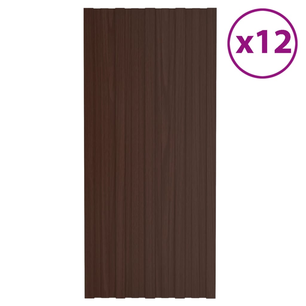 vidaXL Panouri pentru acoperiș 12 buc. maro 100x45 cm oțel galvanizat vidaXL Panouri pentru acoperiș 12 buc. maro 100x45 cm oțel galvanizat