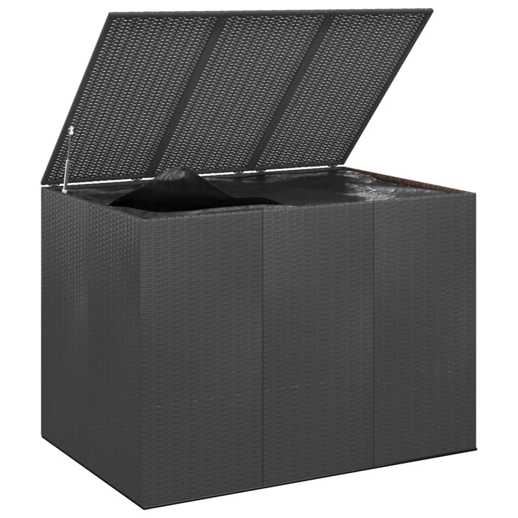vidaXL Ladă de perne pentru grădină, negru, 145x100x103 cm, PE ratan vidaXL Ladă de perne pentru grădină, negru, 145x100x103 cm, PE ratan