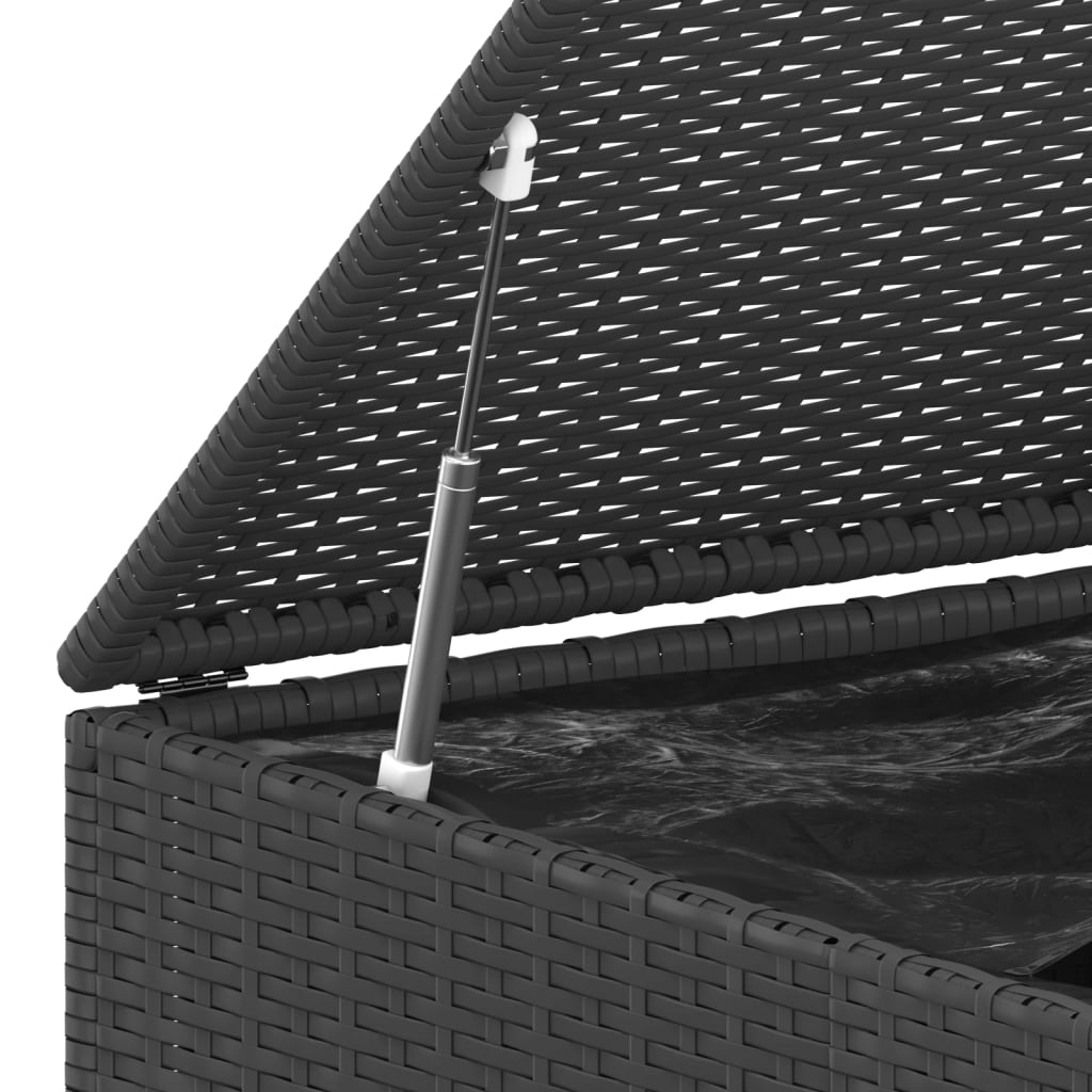 vidaXL Ladă de perne pentru grădină, negru, 145x100x103 cm, PE ratan vidaXL Ladă de perne pentru grădină, negru, 145x100x103 cm, PE ratan