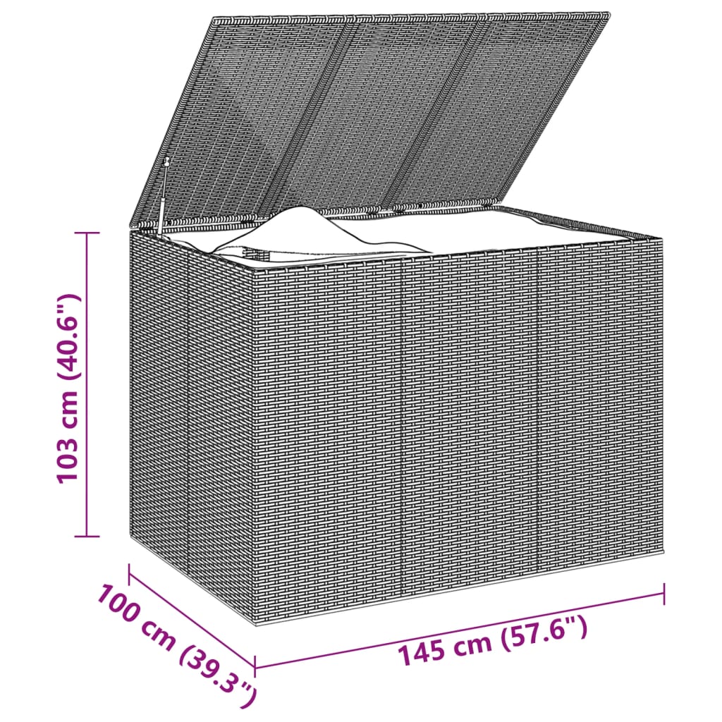 vidaXL Ladă grădină pentru perne, maro, 145x100x103 cm, ratan PE vidaXL Ladă grădină pentru perne, maro, 145x100x103 cm, ratan PE
