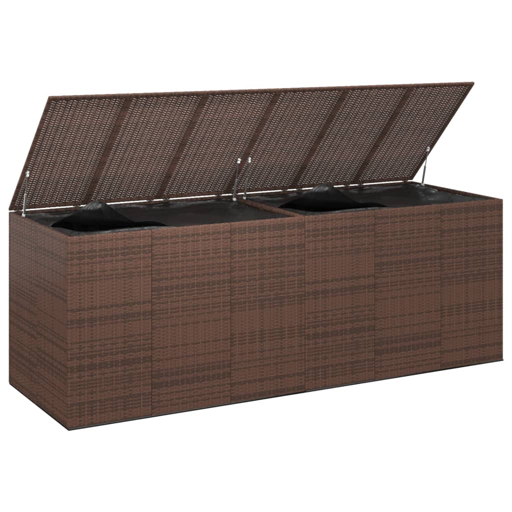 vidaXL Ladă de grădină pentru perne, maro, 291x100,5x104 cm, ratan PE vidaXL Ladă de grădină pentru perne, maro, 291x100,5x104 cm, ratan PE