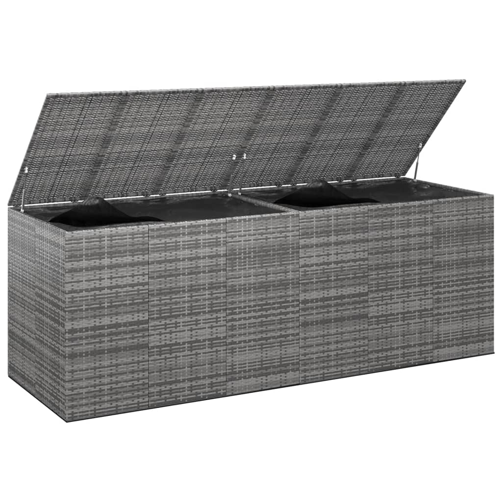 vidaXL Ladă grădină pentru perne, gri, 291x100,5x104 cm, ratan PE vidaXL Ladă grădină pentru perne, gri, 291x100,5x104 cm, ratan PE