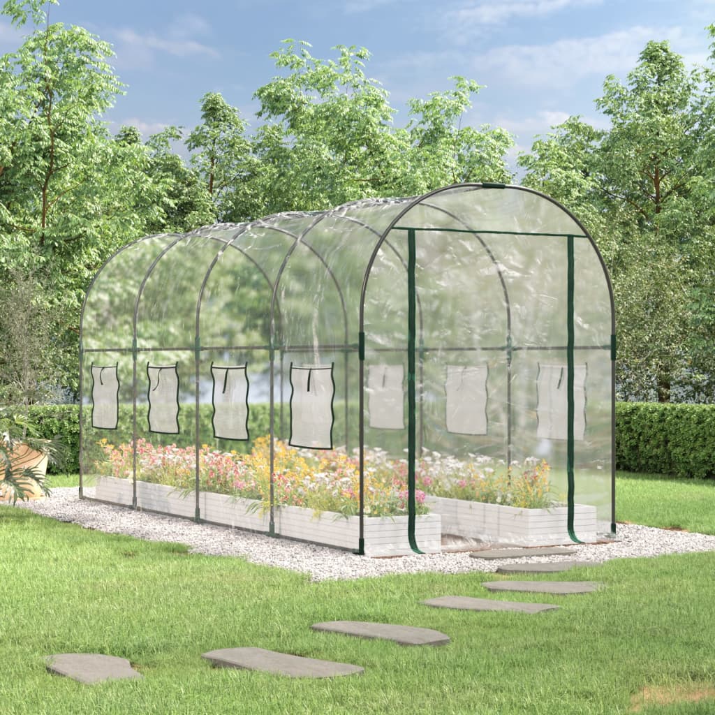vidaXL Seră transparentă 160x400x190 cm PVC/oțel vopsit electrostatic vidaXL Seră transparentă 160x400x190 cm PVC/oțel vopsit electrostatic