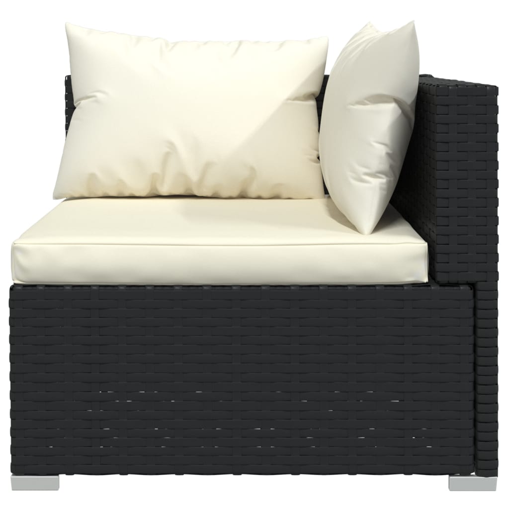 vidaXL Set mobilier de grădină cu perne, 3 piese, negru, poliratan vidaXL Set mobilier de grădină cu perne, 3 piese, negru, poliratan