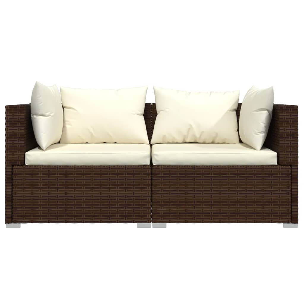 vidaXL Set mobilier de grădină cu perne, 3 piese, maro, poliratan vidaXL Set mobilier de grădină cu perne, 3 piese, maro, poliratan