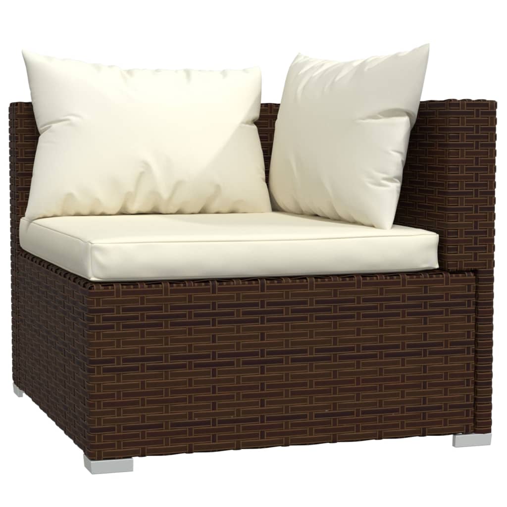 vidaXL Set mobilier de grădină cu perne, 3 piese, maro, poliratan vidaXL Set mobilier de grădină cu perne, 3 piese, maro, poliratan