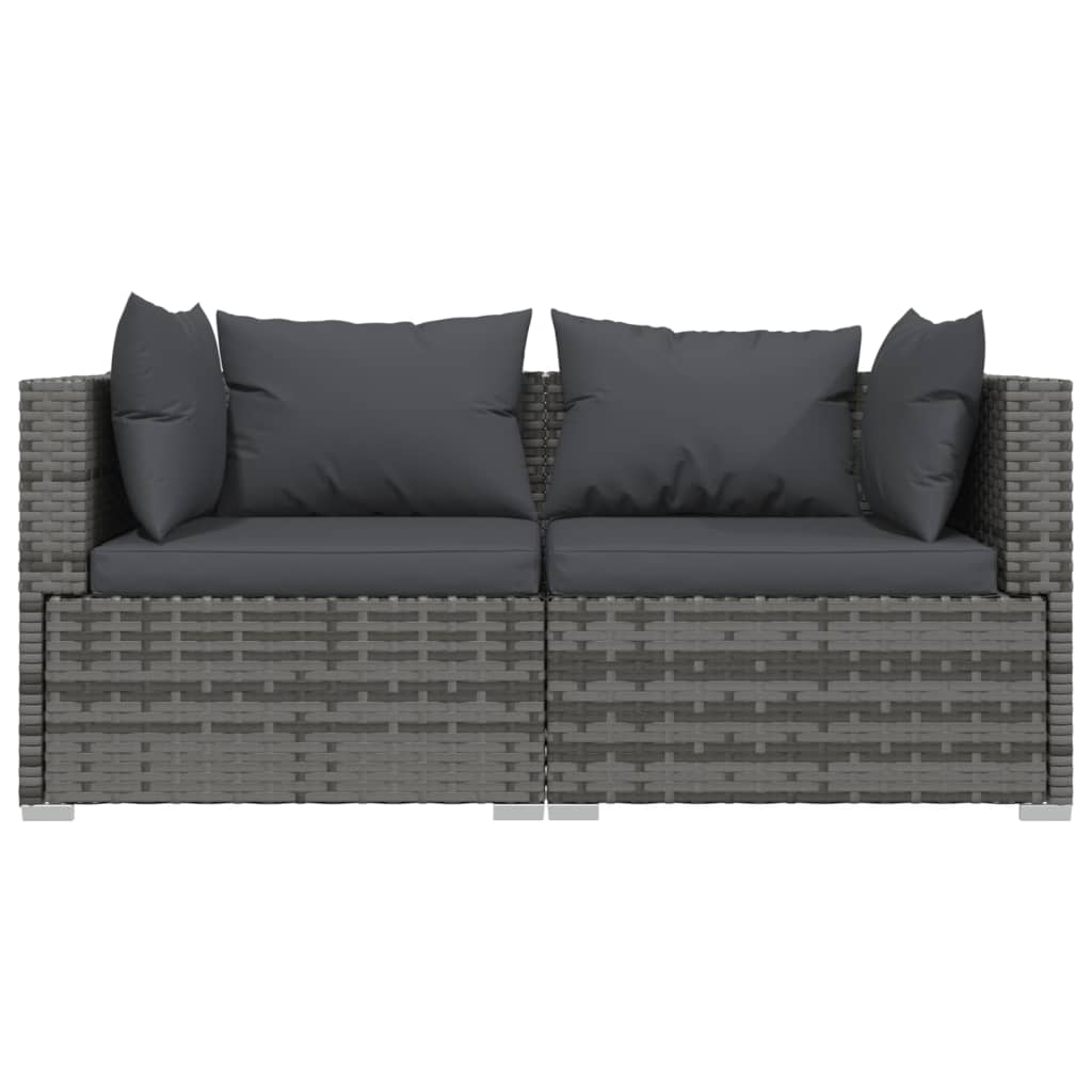 vidaXL Set mobilier de grădină cu perne, 3 piese, gri, poliratan vidaXL Set mobilier de grădină cu perne, 3 piese, gri, poliratan