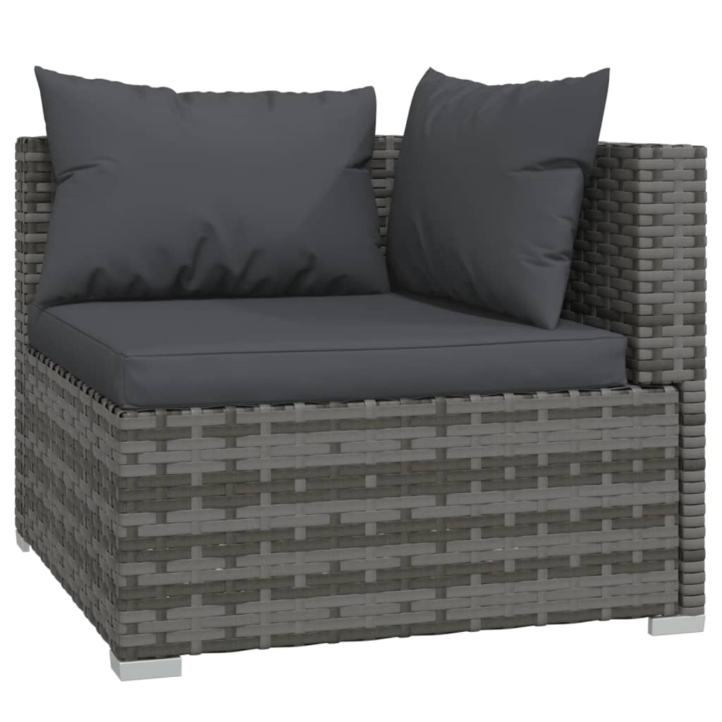 vidaXL Set mobilier de grădină cu perne, 3 piese, gri, poliratan vidaXL Set mobilier de grădină cu perne, 3 piese, gri, poliratan