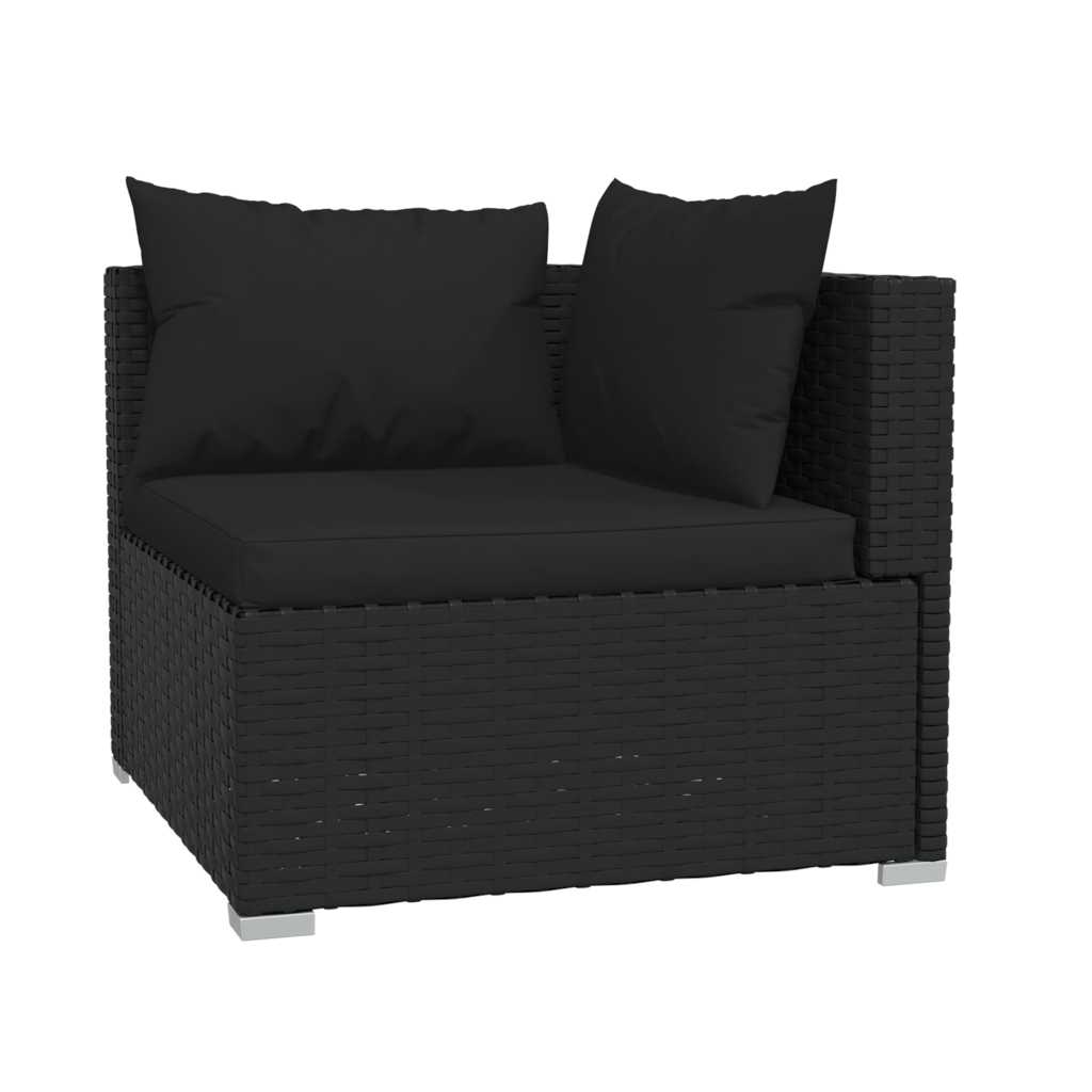 vidaXL Set mobilier relaxare grădină 4 piese cu perne poliratan negru