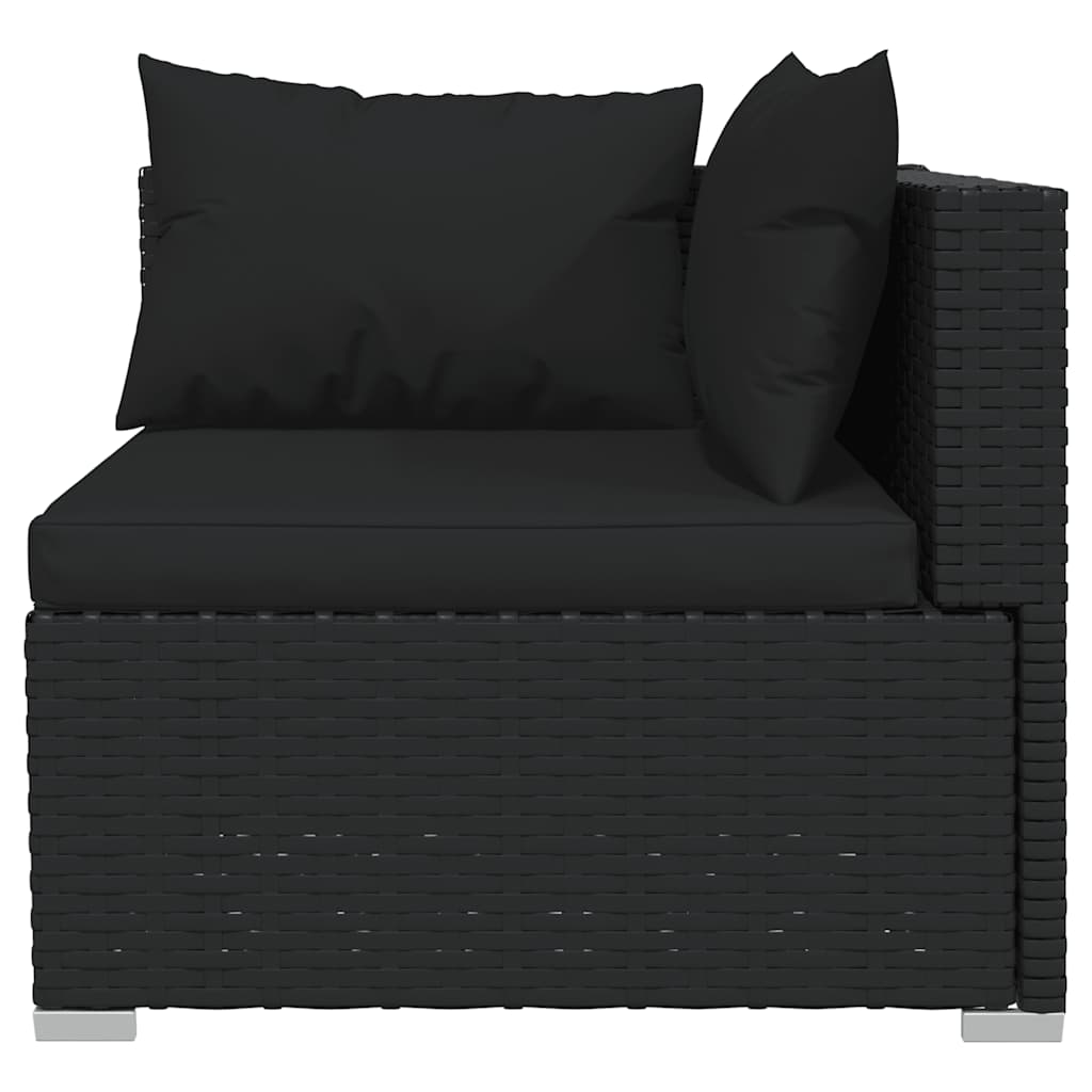 vidaXL Set mobilier relaxare grădină 4 piese cu perne poliratan negru