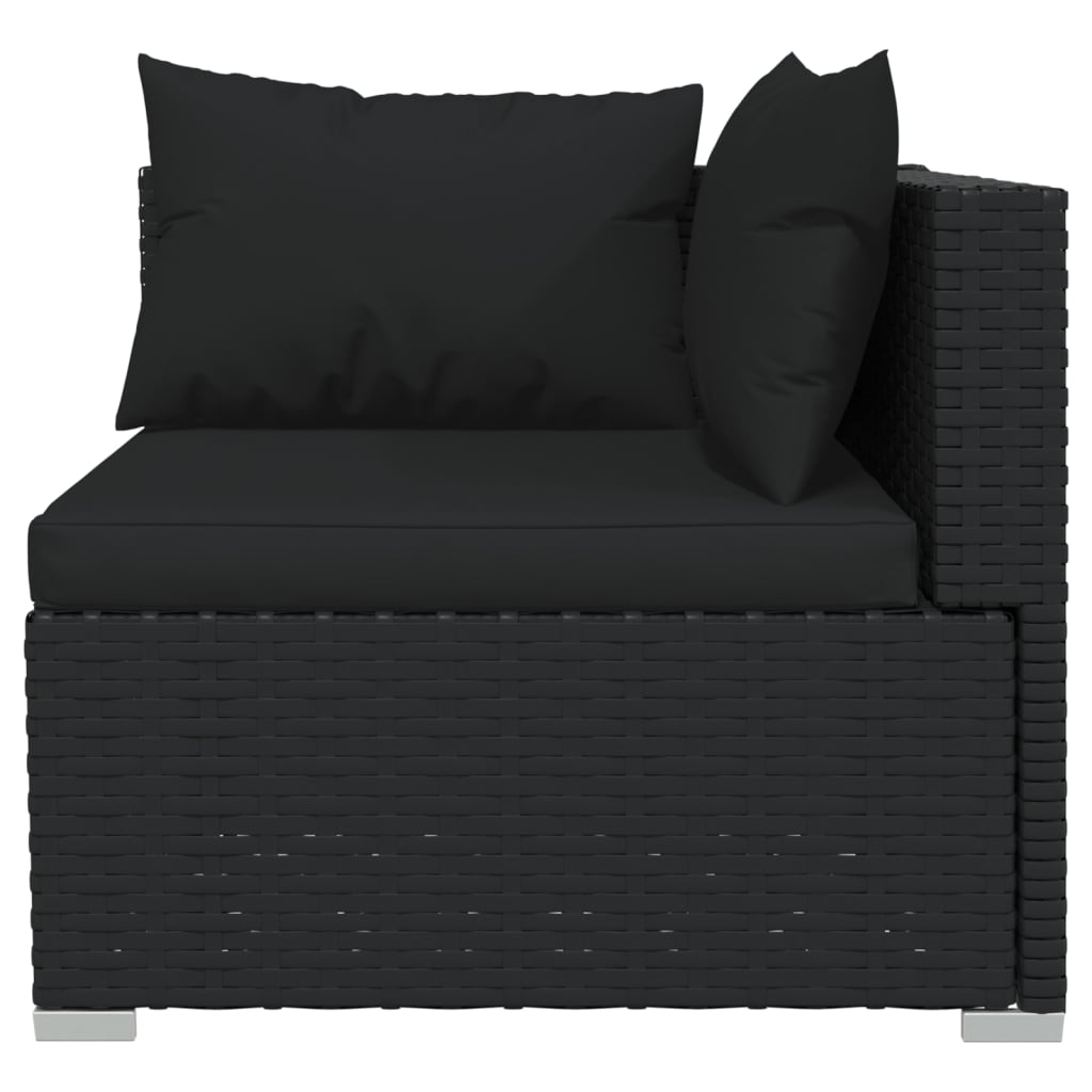 vidaXL Set mobilier de grădină cu perne, 3 piese, negru, poliratan vidaXL Set mobilier de grădină cu perne, 3 piese, negru, poliratan