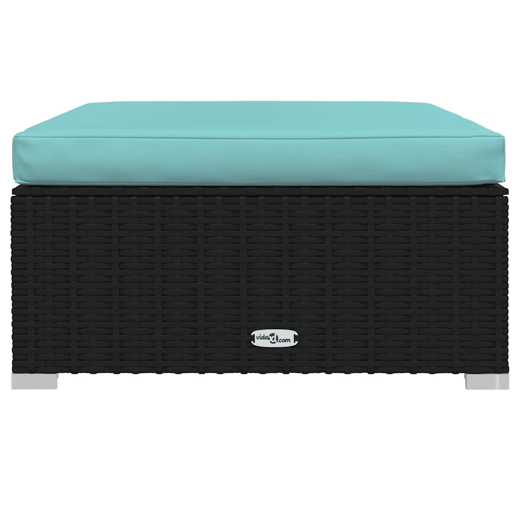 vidaXL Taburet de grădină cu pernă, negru, 70x70x30 cm, poliratan