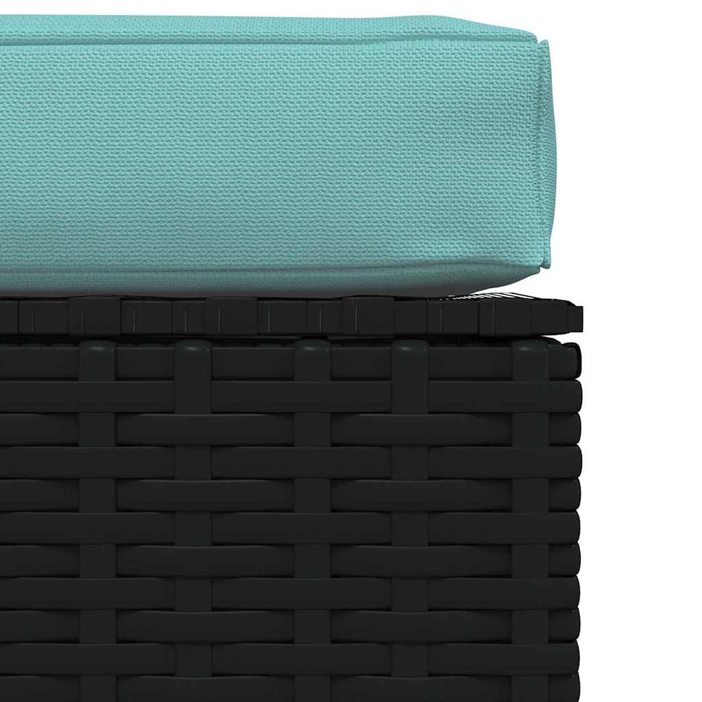 vidaXL Taburet de grădină cu pernă, negru, 70x70x30 cm, poliratan