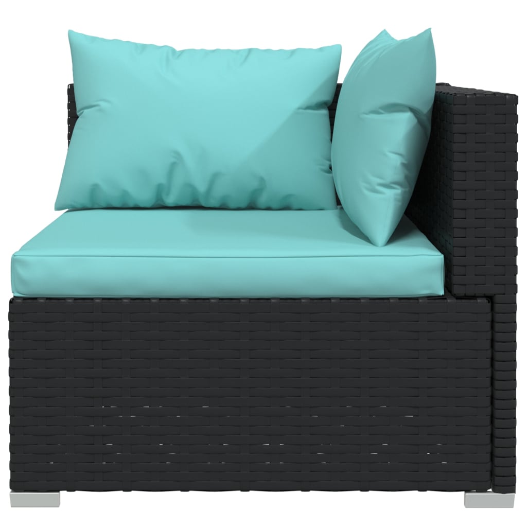 vidaXL Set mobilier de grădină cu perne, 3 piese, negru, poliratan vidaXL Set mobilier de grădină cu perne, 3 piese, negru, poliratan