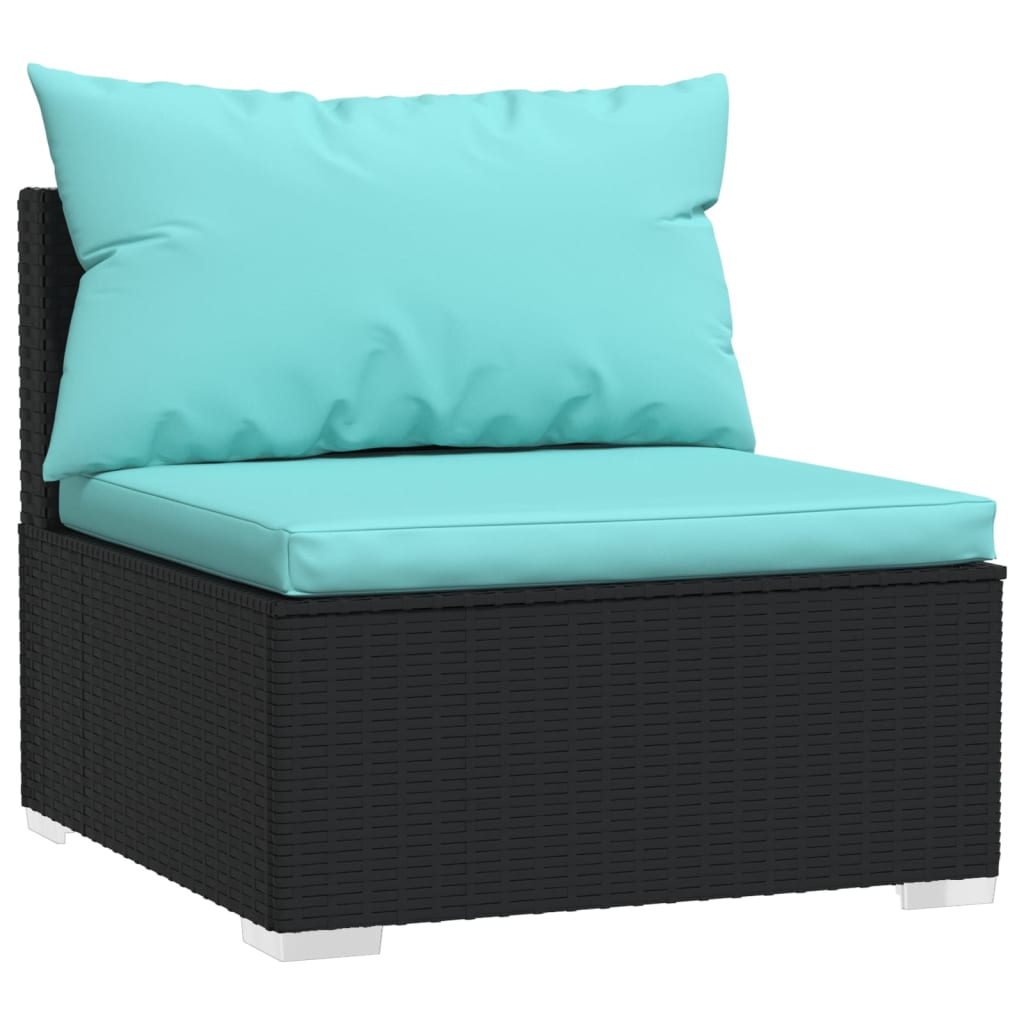 vidaXL Set mobilier relaxare grădină 4 piese cu perne poliratan negru