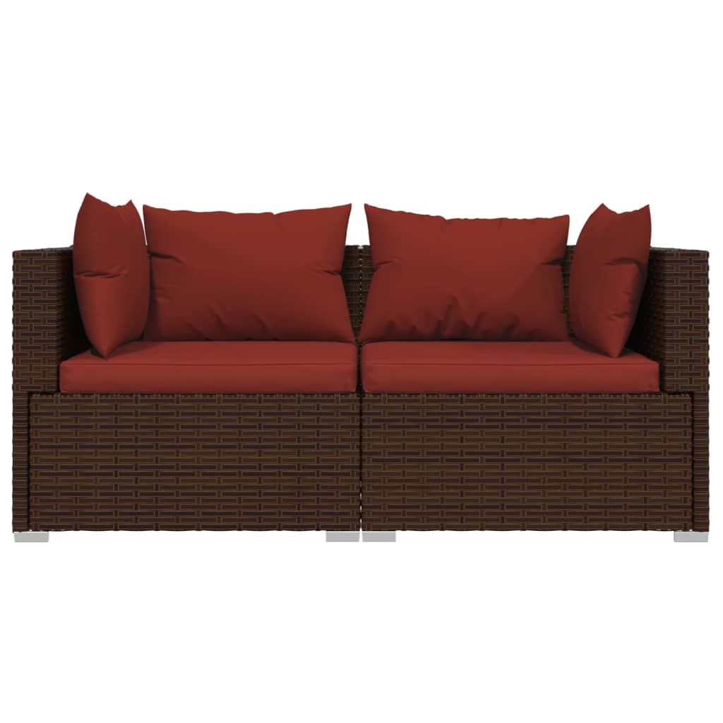 vidaXL Set mobilier de grădină cu perne, 3 piese, maro, poliratan vidaXL Set mobilier de grădină cu perne, 3 piese, maro, poliratan