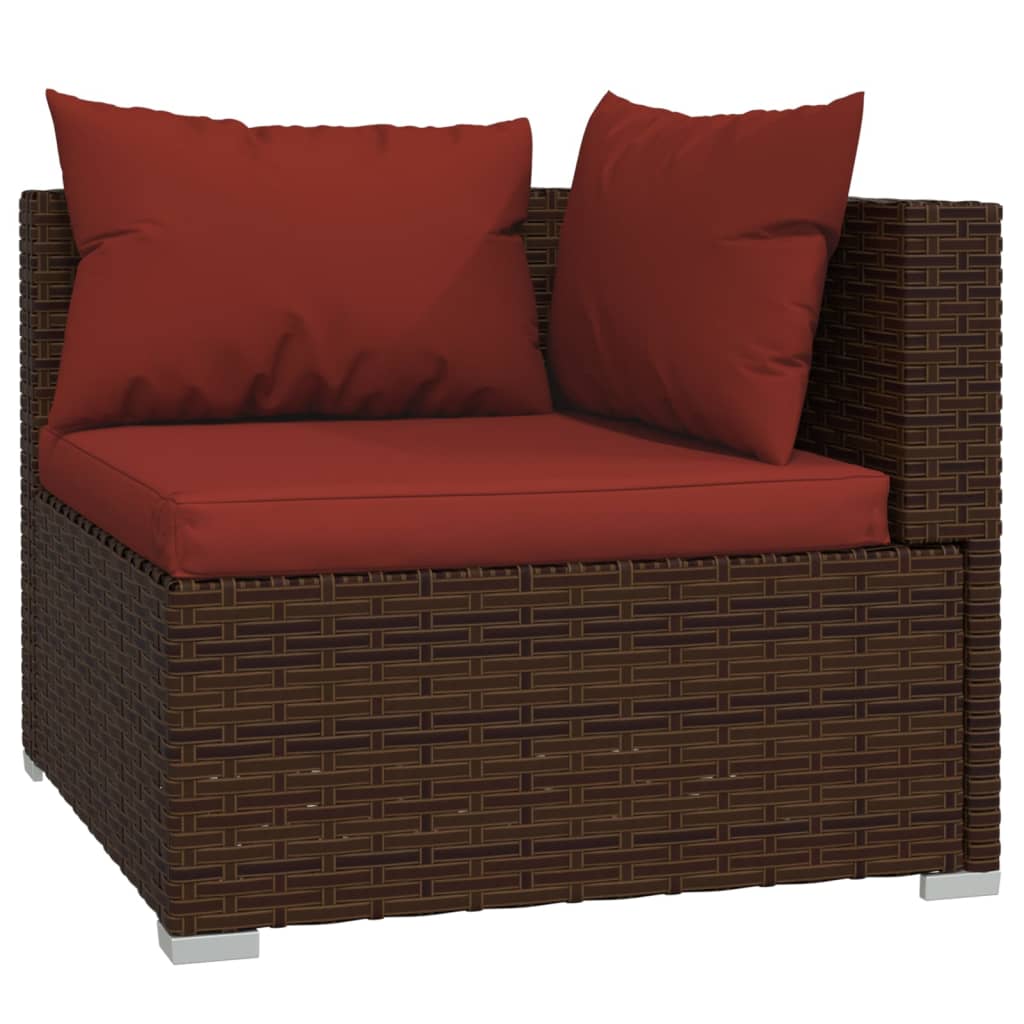 vidaXL Set mobilier de grădină cu perne, 3 piese, maro, poliratan vidaXL Set mobilier de grădină cu perne, 3 piese, maro, poliratan