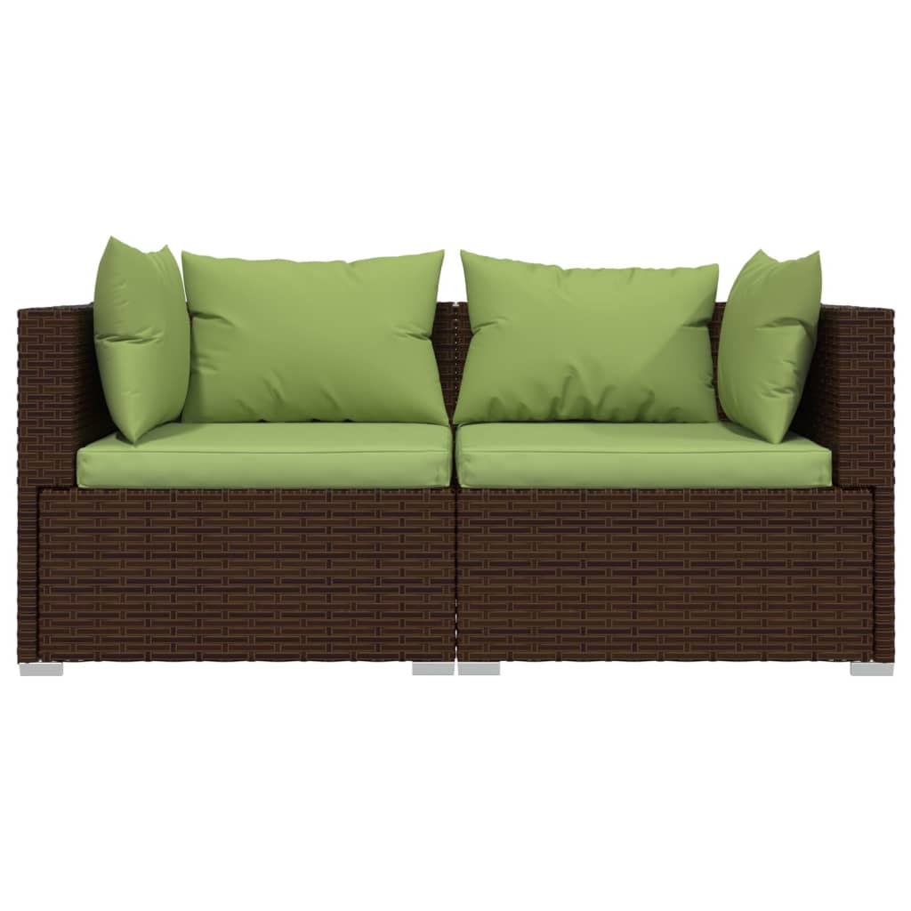 vidaXL Set mobilier de grădină cu perne, 3 piese, maro, poliratan vidaXL Set mobilier de grădină cu perne, 3 piese, maro, poliratan