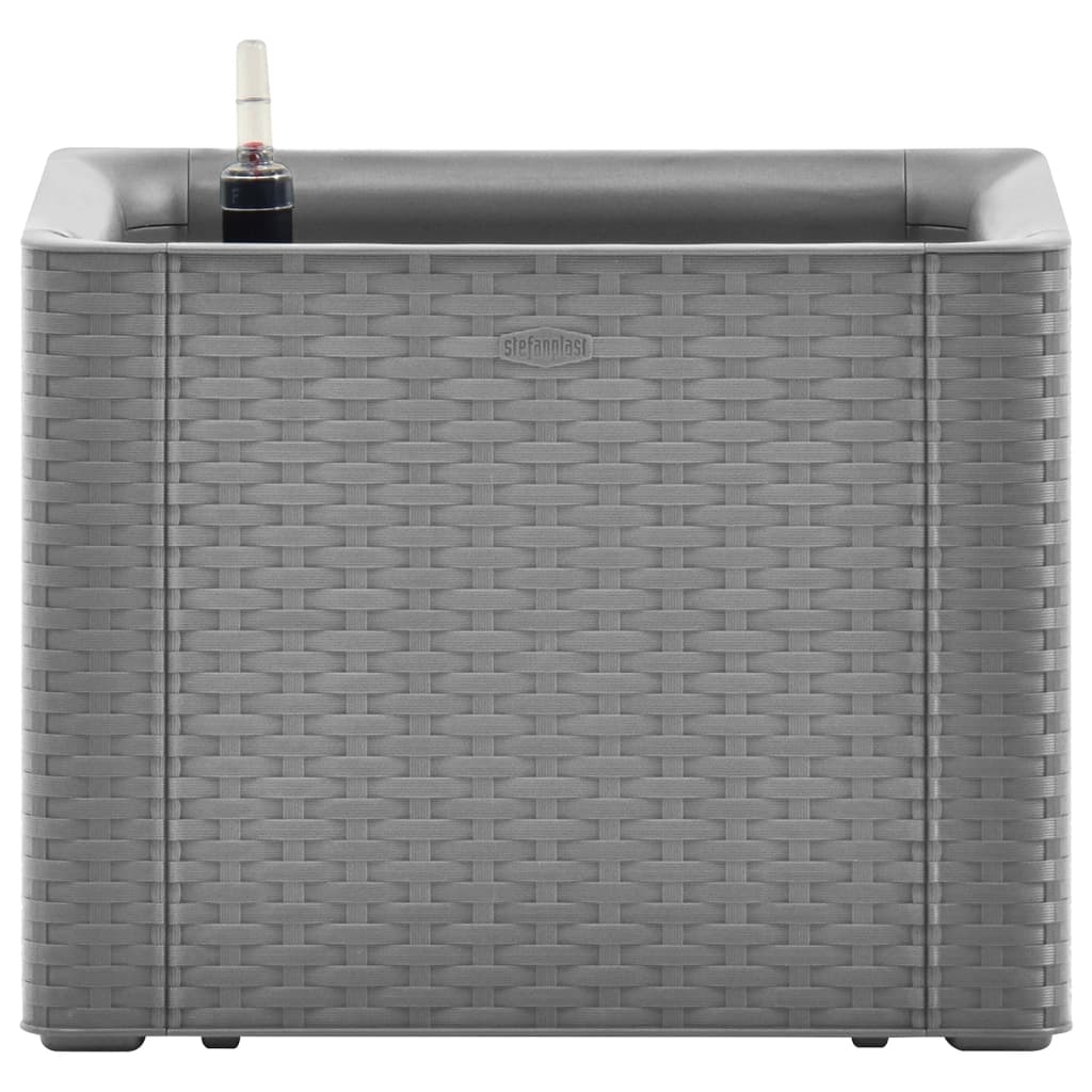vidaXL Strat înălțat de grădină cu sistem auto-udare, gri, 43x43x33 cm