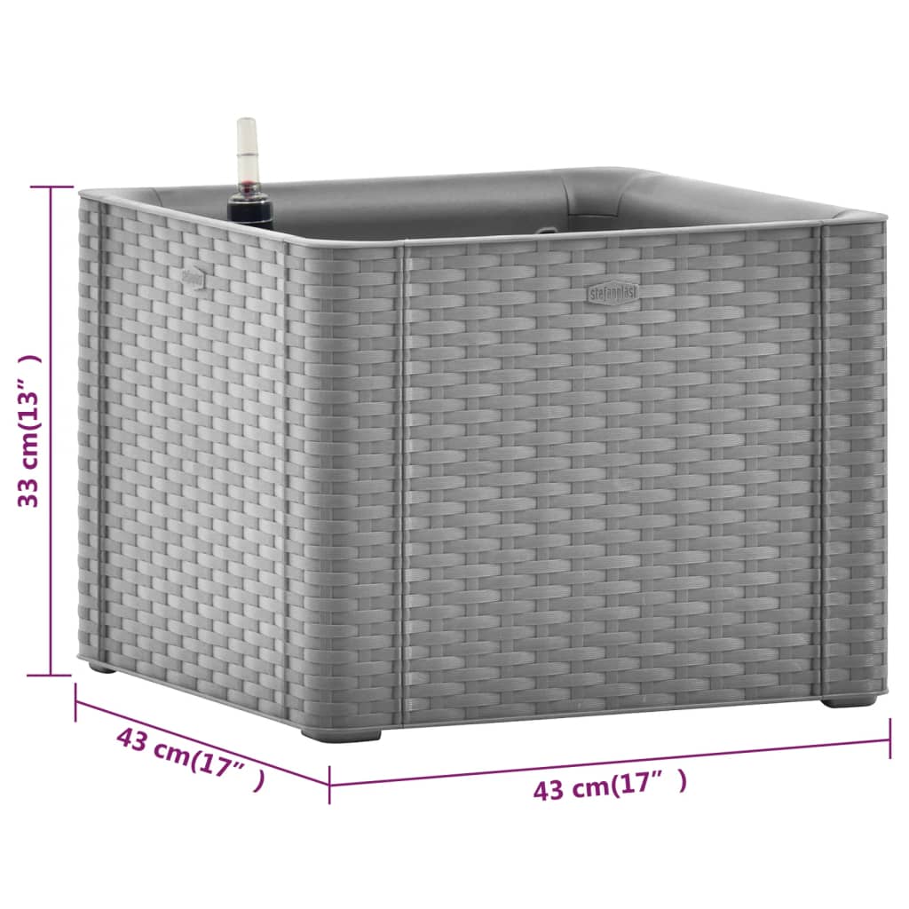 vidaXL Strat înălțat de grădină cu sistem auto-udare, gri, 43x43x33 cm
